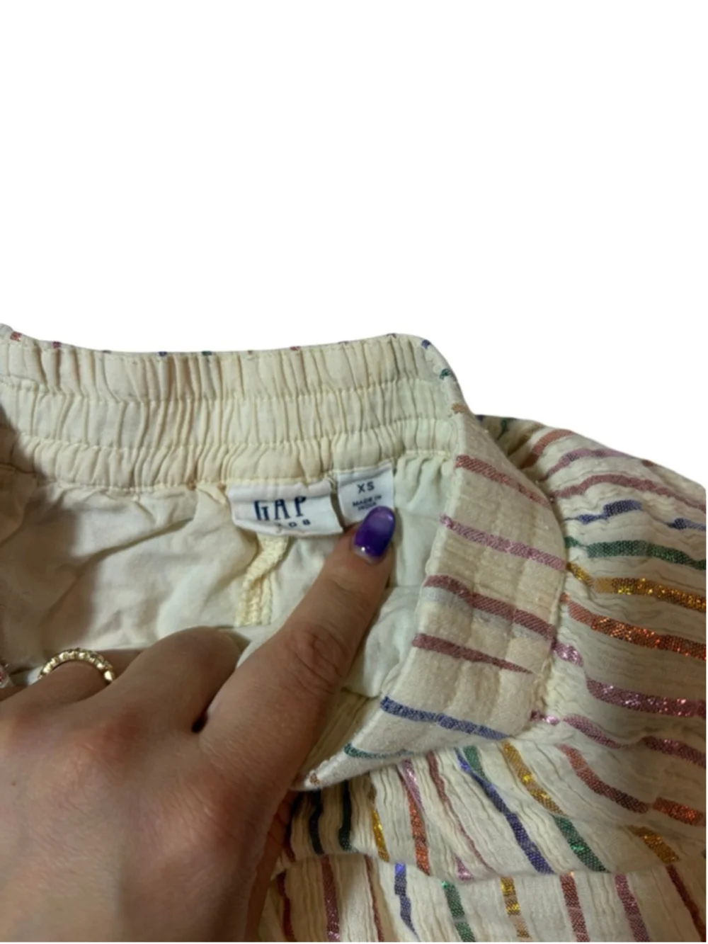 Gap Kids Tiered Rainbow Metallic Stripe Skirt XS Cottagecore Boho